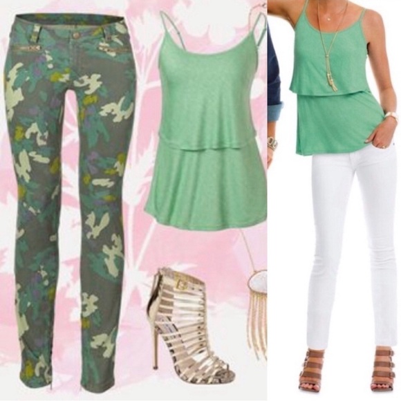 Cabi #827 Green Tiered Cami Tank Size S - Picture 7 of 12